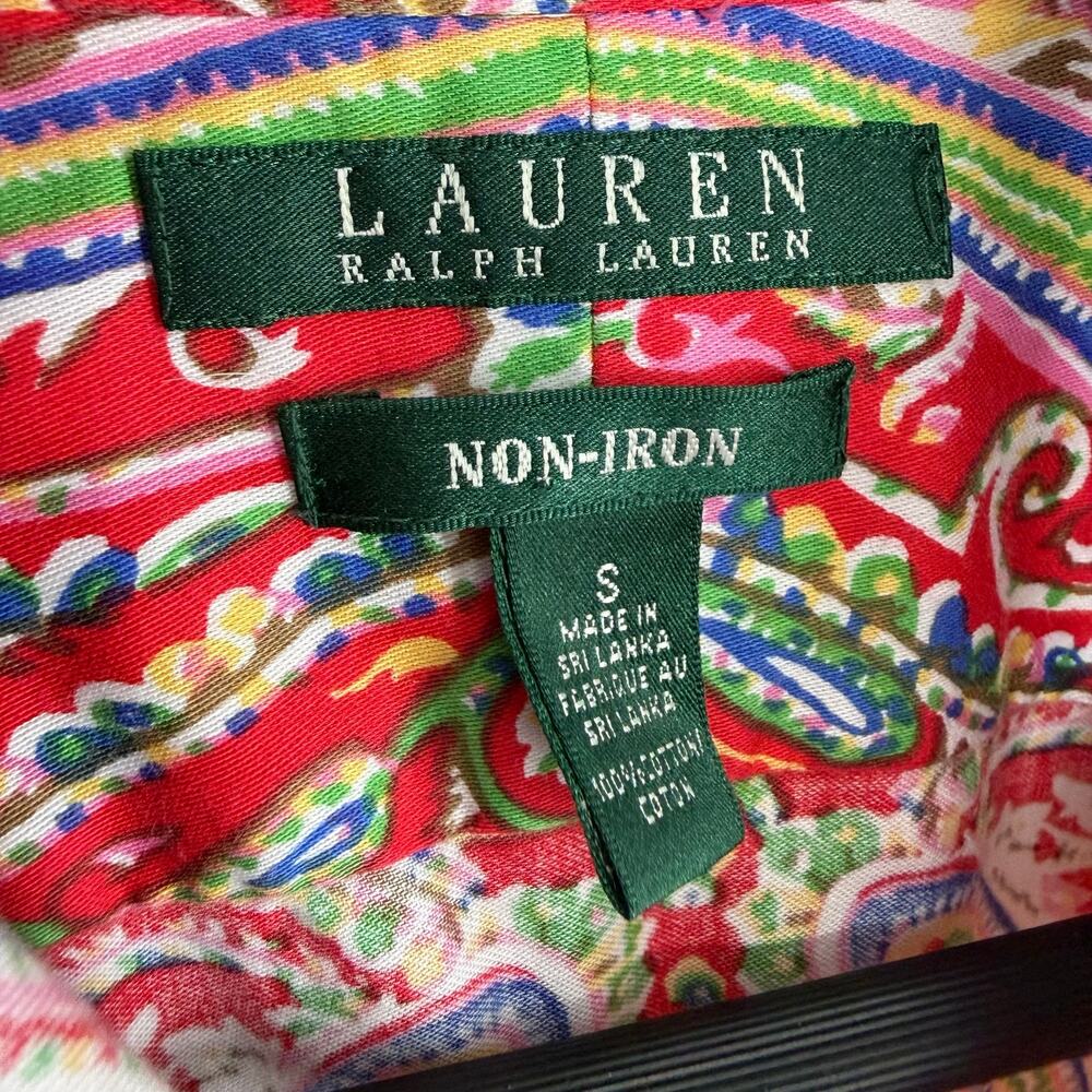 Ralph Lauren Womens Sz Small Non Iron Red Paisley Blouse Shirt Top Artsy - Picture 3 of 9